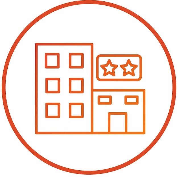Diseño vectorial estilo icono de hotel de dos estrellas
