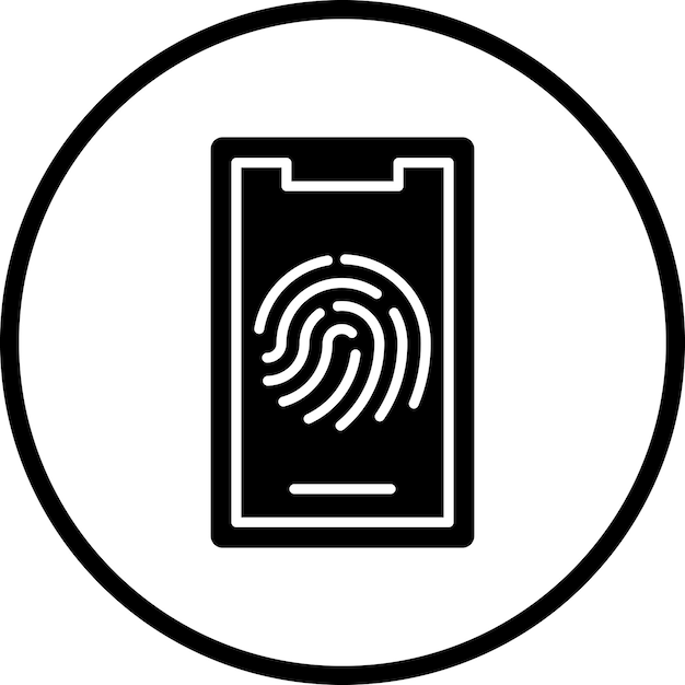 Diseño vectorial Estilo del icono de la huella dactilar móvil