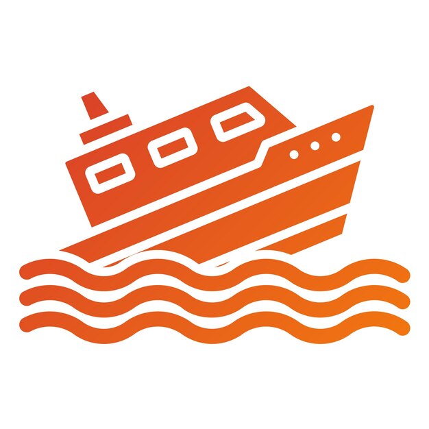 Diseño vectorial del estilo del icono de hundimiento del barco