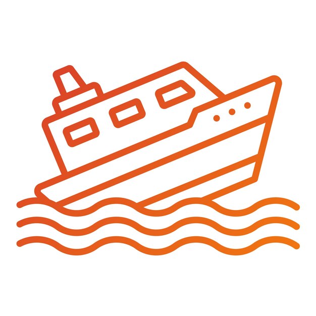 Vector diseño vectorial del estilo del icono de hundimiento del barco