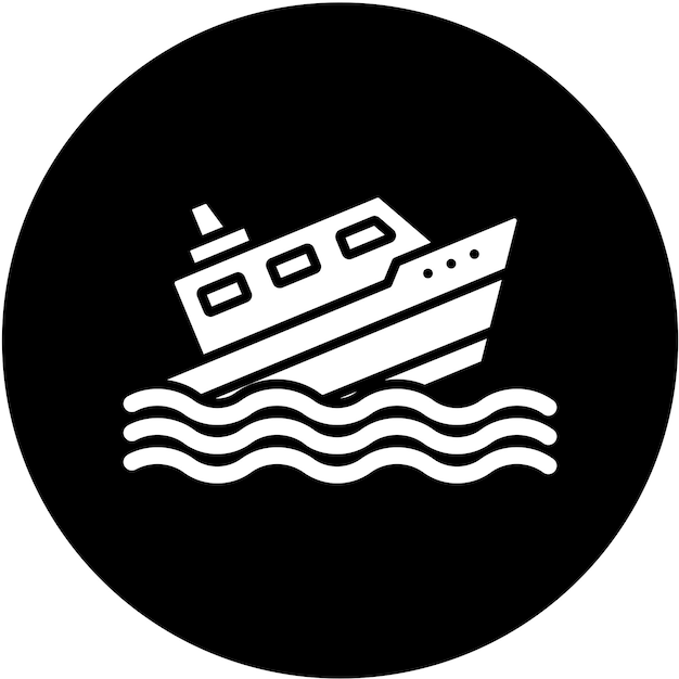 Diseño vectorial del estilo del icono de hundimiento del barco