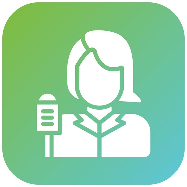 Diseño vectorial Estilo del icono de la informante femenina