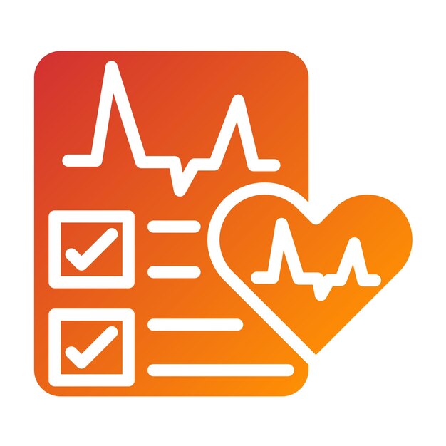 Diseño vectorial Estilo del icono del informe de ECG del corazón