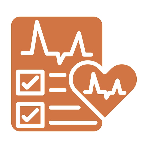 Diseño vectorial Estilo del icono del informe de ECG del corazón