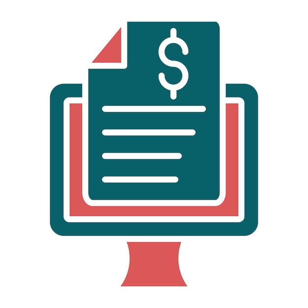 Diseño vectorial Estilo del icono del informe en línea