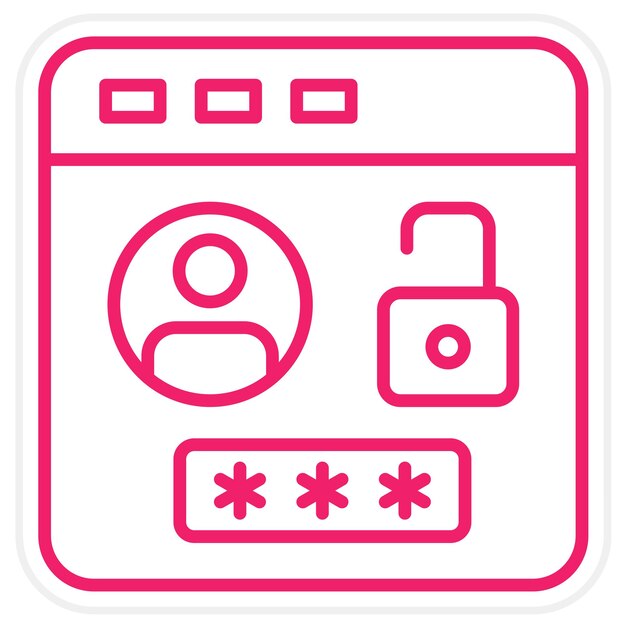 Diseño vectorial Estilo del icono de inicio de sesión del navegador