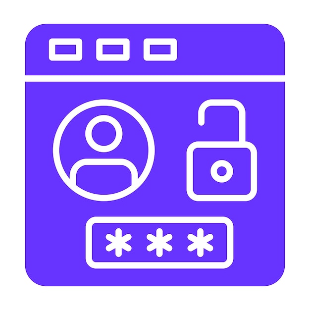 Diseño vectorial Estilo del icono de inicio de sesión del navegador