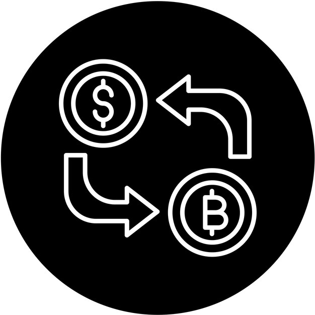 Diseño vectorial Estilo de icono de intercambio criptográfico