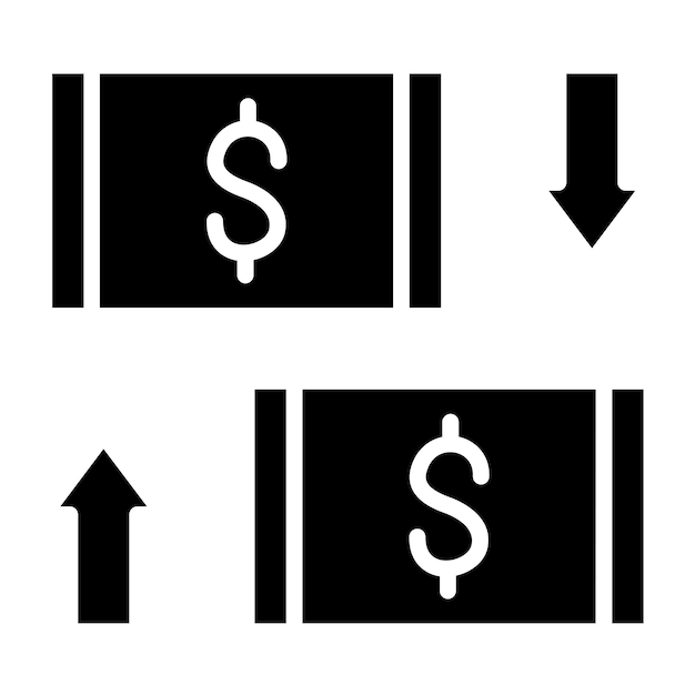 Diseño vectorial Estilo del icono de intercambio de dinero