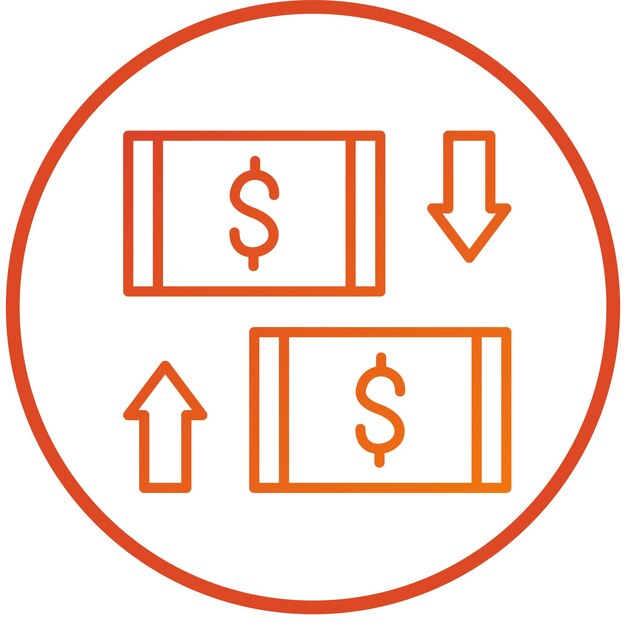 Diseño vectorial Estilo del icono de intercambio de dinero