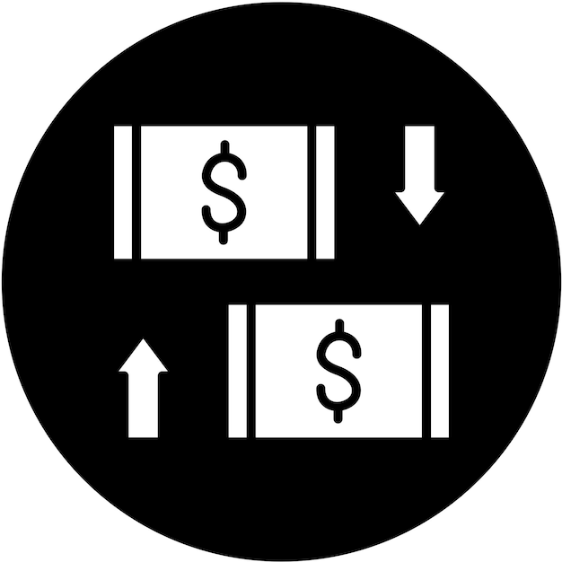 Diseño vectorial Estilo del icono de intercambio de dinero