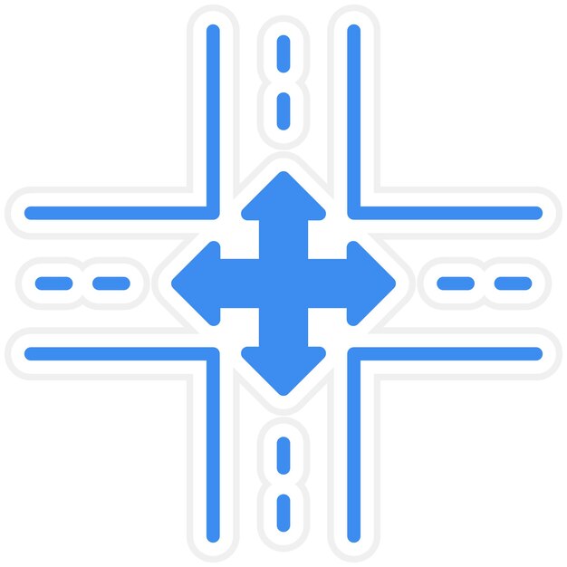 Diseño vectorial Estilo de icono de intersección de cuatro vías
