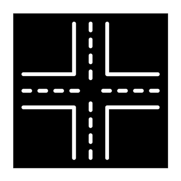 Diseño vectorial Estilo de icono de intersección de cuatro vías