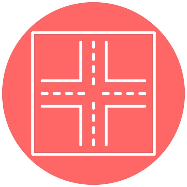 Diseño vectorial Estilo de icono de intersección de cuatro vías