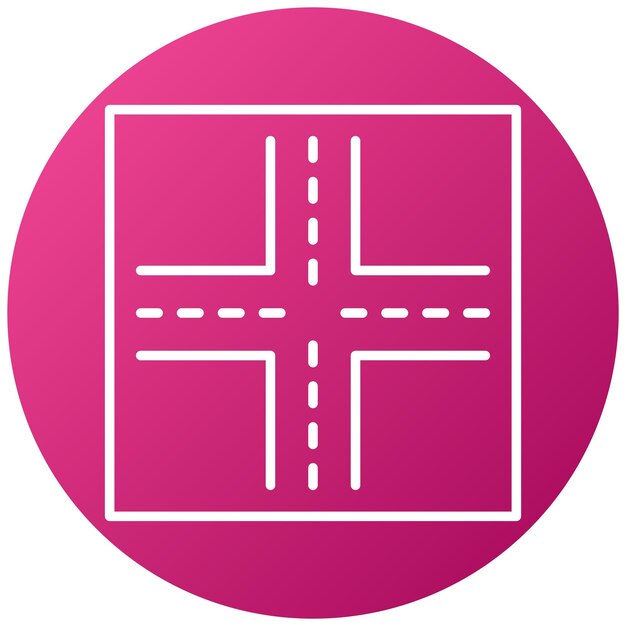 Diseño vectorial Estilo de icono de intersección de cuatro vías