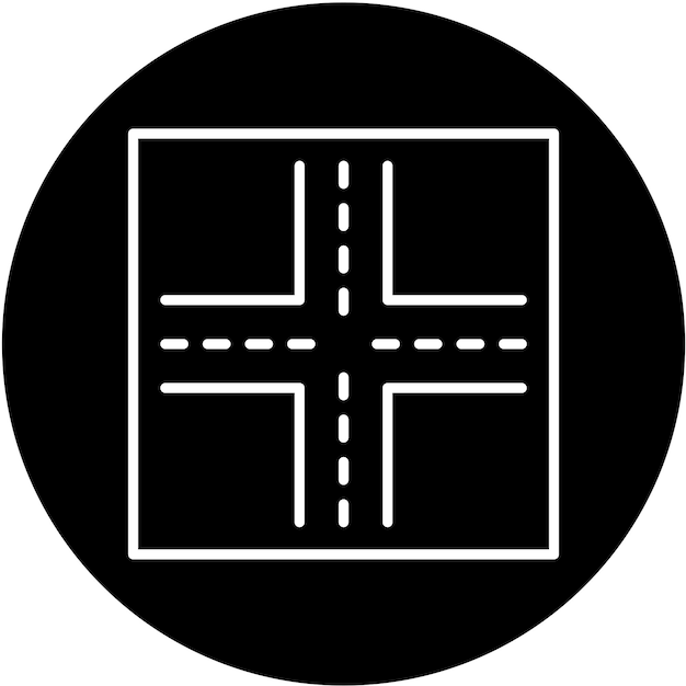 Diseño vectorial Estilo de icono de intersección de cuatro vías