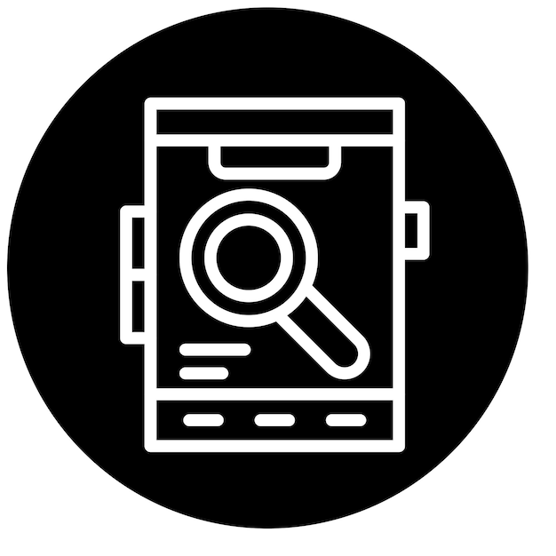 Diseño vectorial Estilo de icono de investigación móvil