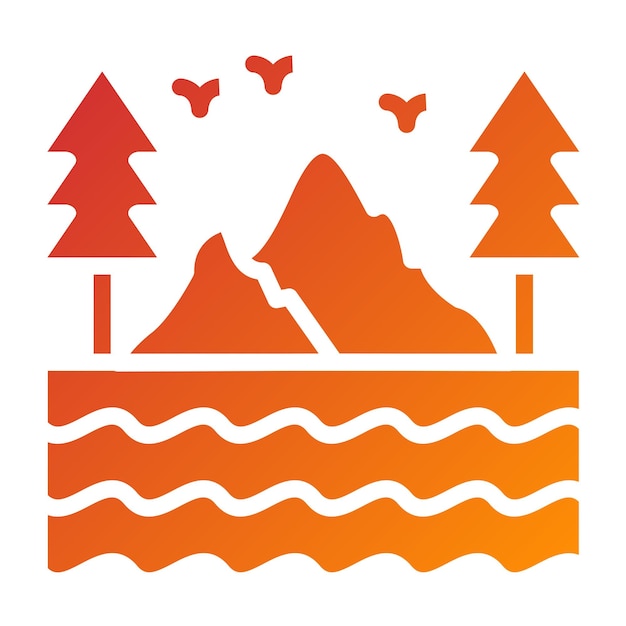 Diseño vectorial Estilo del icono del lago