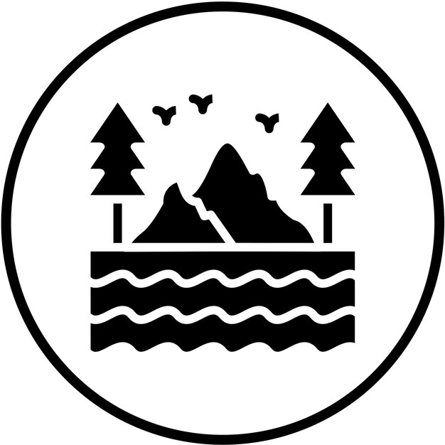 Diseño vectorial Estilo del icono del lago