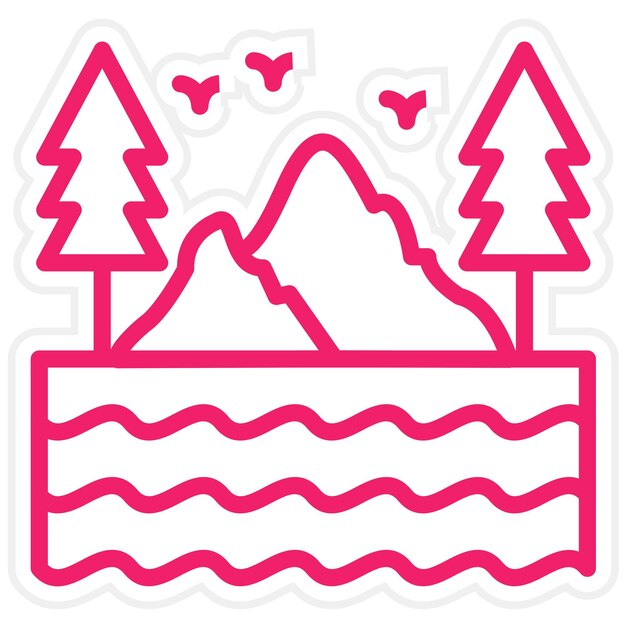 Diseño vectorial Estilo del icono del lago