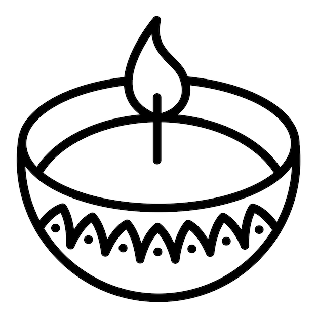 Diseño vectorial del estilo del icono de la lámpara Diya