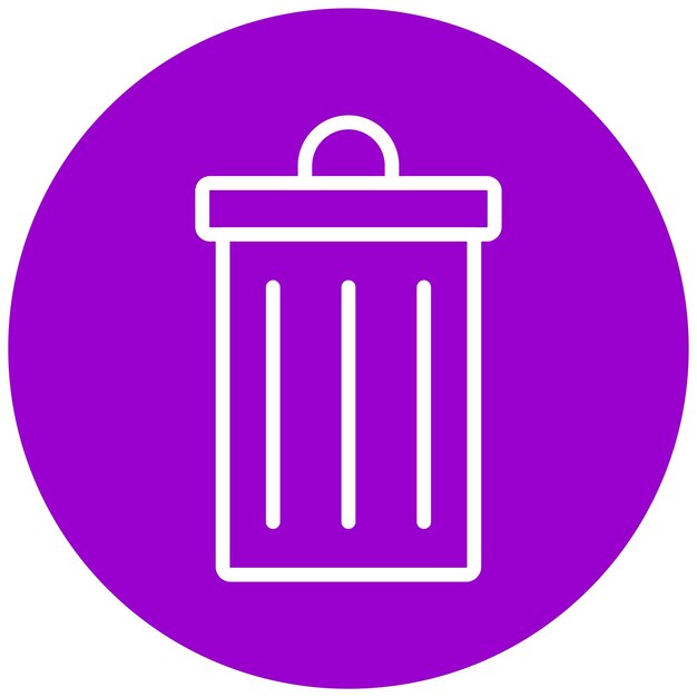 Diseño vectorial del estilo del icono de la lata de basura