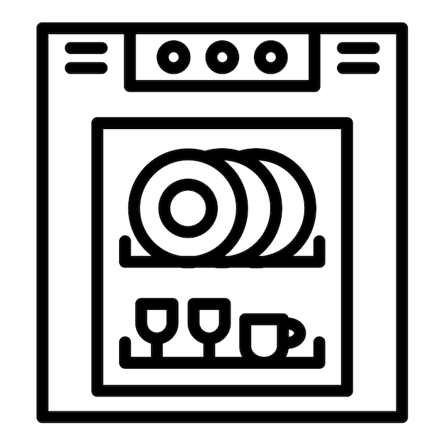 Diseño vectorial del estilo del icono del lavador de platos