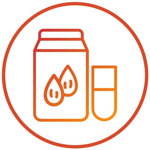 Diseño vectorial Estilo del icono de la leche de almendra