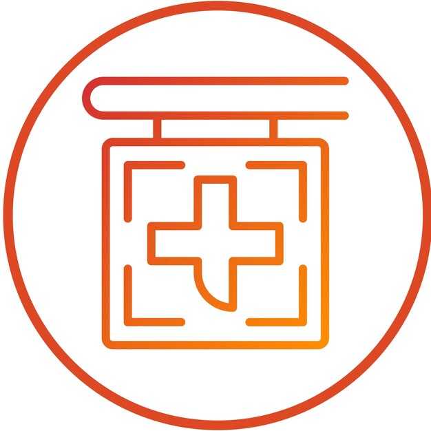 Diseño vectorial del estilo del icono del letrero de la farmacia