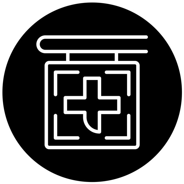 Diseño vectorial del estilo del icono del letrero de la farmacia