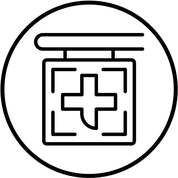 Diseño vectorial del estilo del icono del letrero de la farmacia