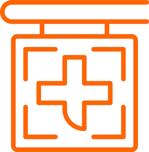 Diseño vectorial del estilo del icono del letrero de la farmacia