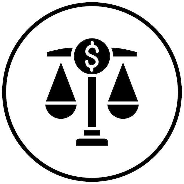 Diseño vectorial Estilo del icono de la ley financiera