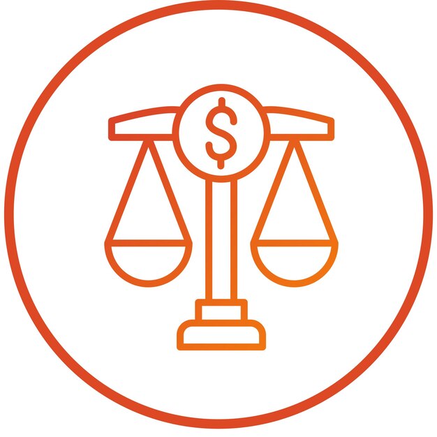 Diseño vectorial Estilo del icono de la ley financiera