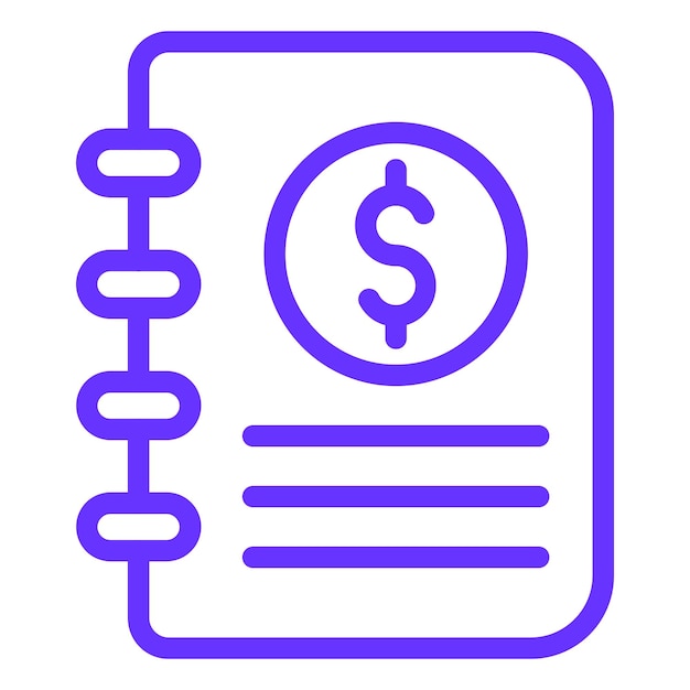 Diseño vectorial Estilo del icono del libro de contabilidad