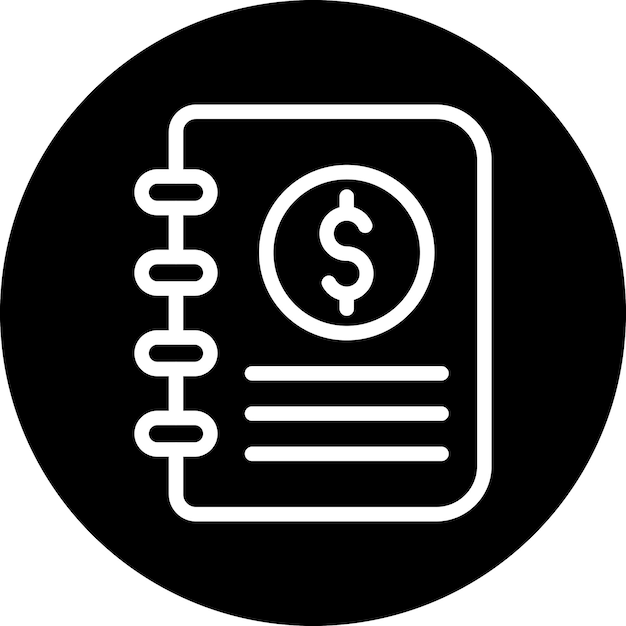 Diseño vectorial Estilo del icono del libro de contabilidad