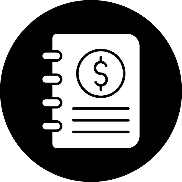 Diseño vectorial Estilo del icono del libro de contabilidad
