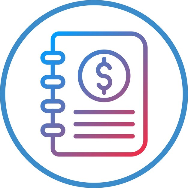 Diseño vectorial Estilo del icono del libro de contabilidad