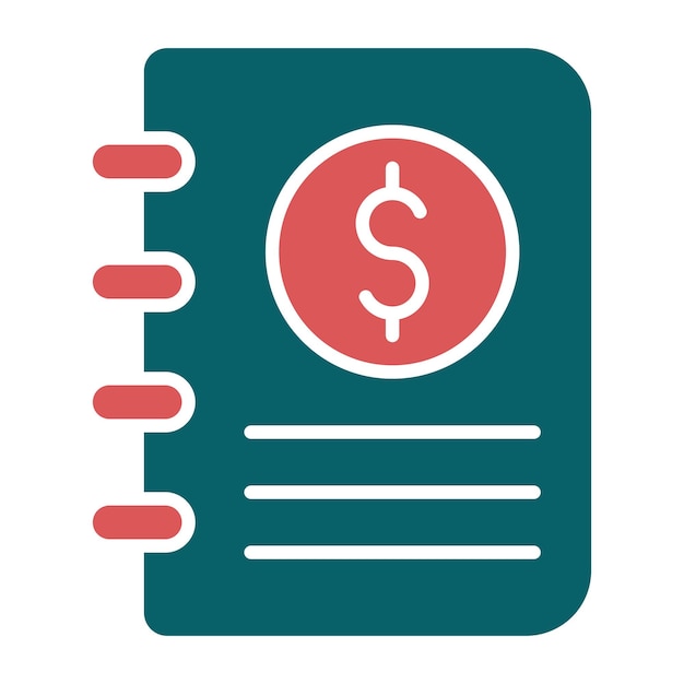 Diseño vectorial Estilo del icono del libro de contabilidad