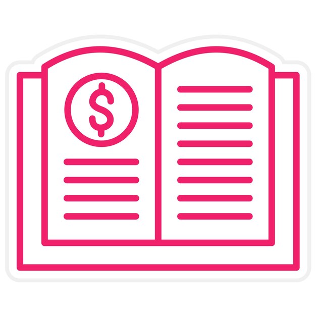 Diseño vectorial Estilo del icono del libro de contabilidad
