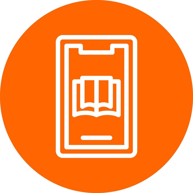 Diseño vectorial Estilo del icono del libro electrónico móvil