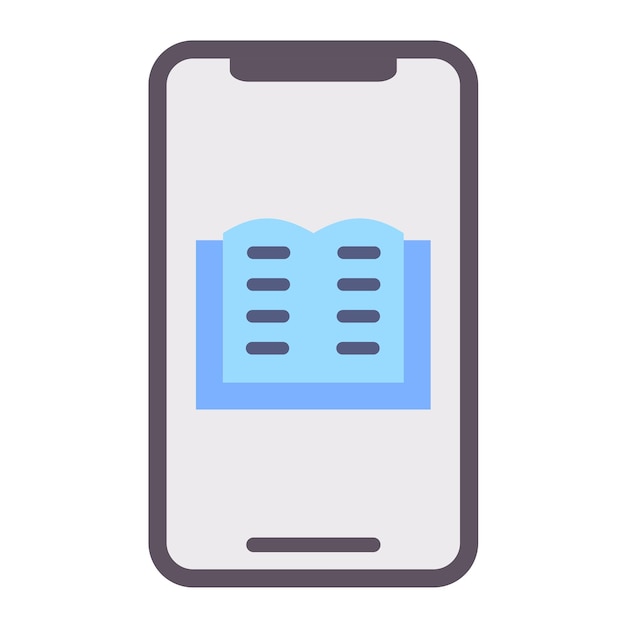 Diseño vectorial Estilo del icono del libro electrónico móvil