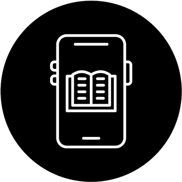 Diseño vectorial Estilo del icono del libro electrónico móvil
