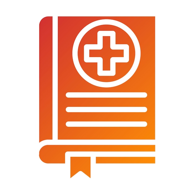 Diseño vectorial Estilo del icono del libro de historia médica