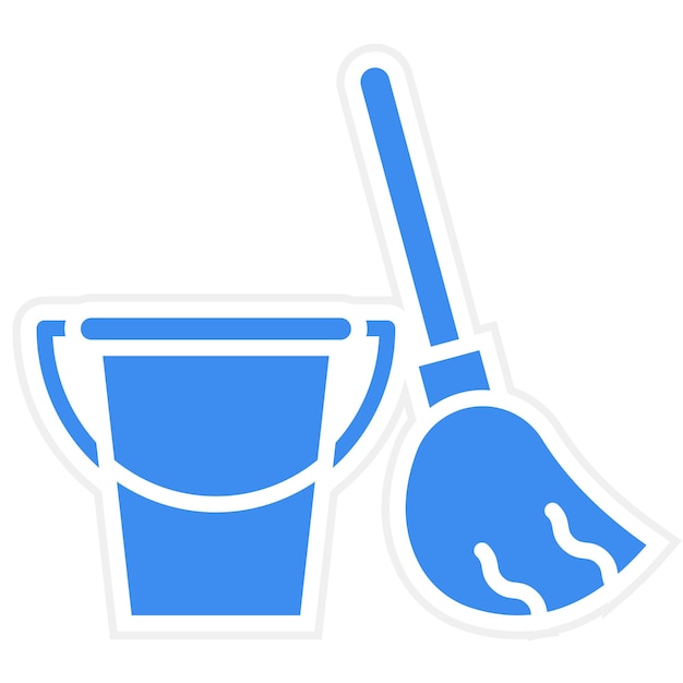 Diseño vectorial Estilo del icono de limpieza del cubo
