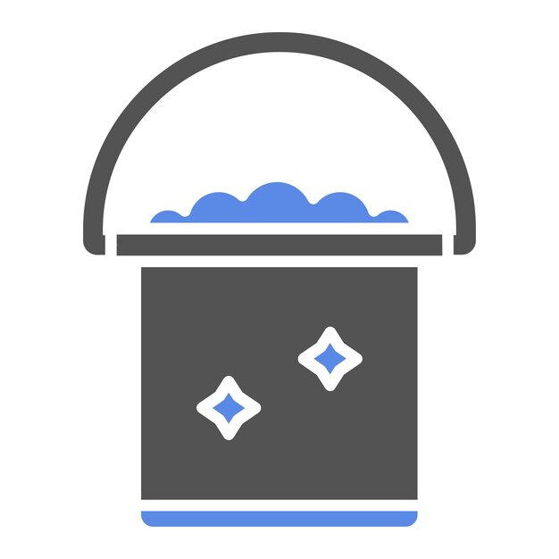 Diseño vectorial Estilo del icono de limpieza del cubo