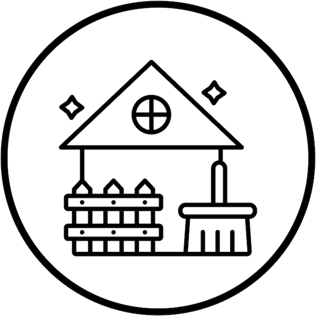 Diseño vectorial Estilo del icono de limpieza del patio trasero