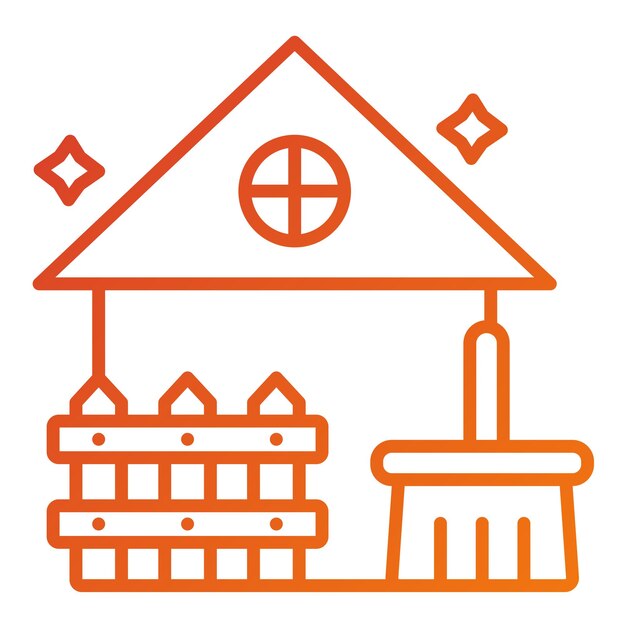 Diseño vectorial Estilo del icono de limpieza del patio trasero