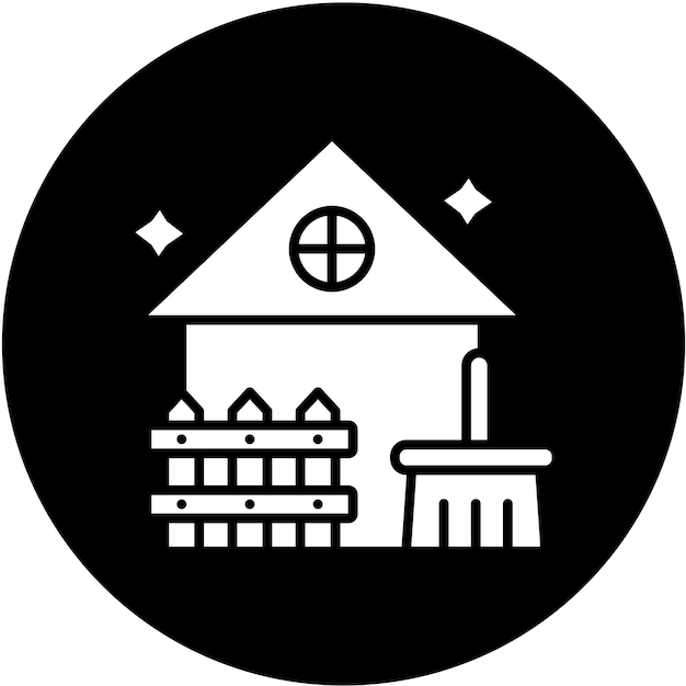 Diseño vectorial Estilo del icono de limpieza del patio trasero
