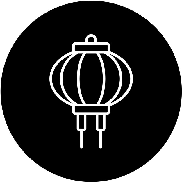 Diseño vectorial Estilo del icono de la linterna de papel rojo